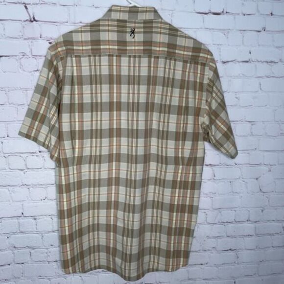 Vtg Browning Shooting Shirt Mens M Medium Green Button Down Short Sleeve Hunting - Picture 7 of 9